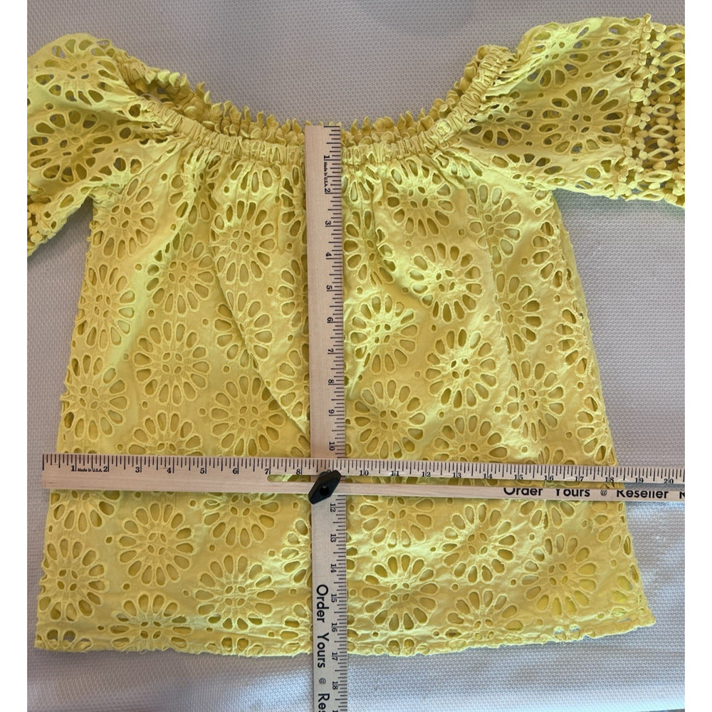 LILLY PULITZER Laurenne -off the shoulder -XS-Yellow-Pinwheel Eyelet-3/4 Sleeve - Picture 8 of 11